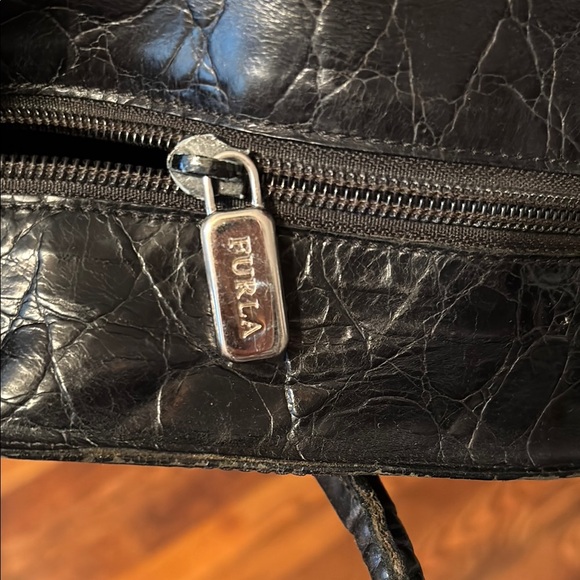 FURLA Black Crocodile-Embossed Tote Bag - Picture 6 of 15